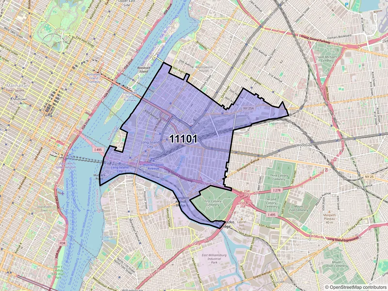 Map of ZIP Code 11101 — Long Island City, NY