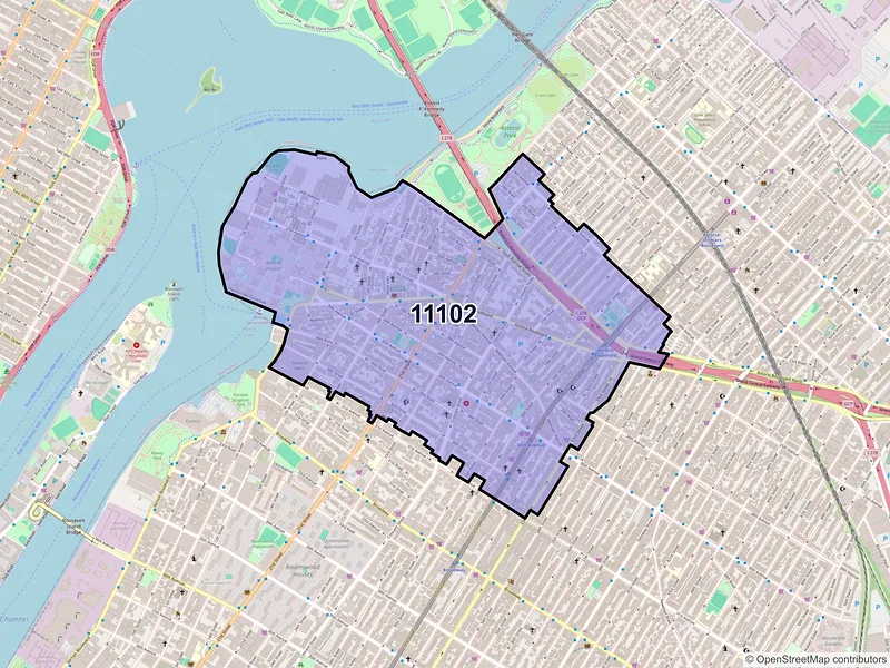 Map of ZIP Code 11102 — Astoria, NY
