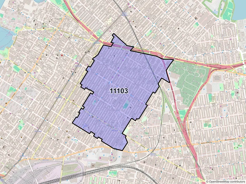 Map of ZIP Code 11103 — Astoria, NY