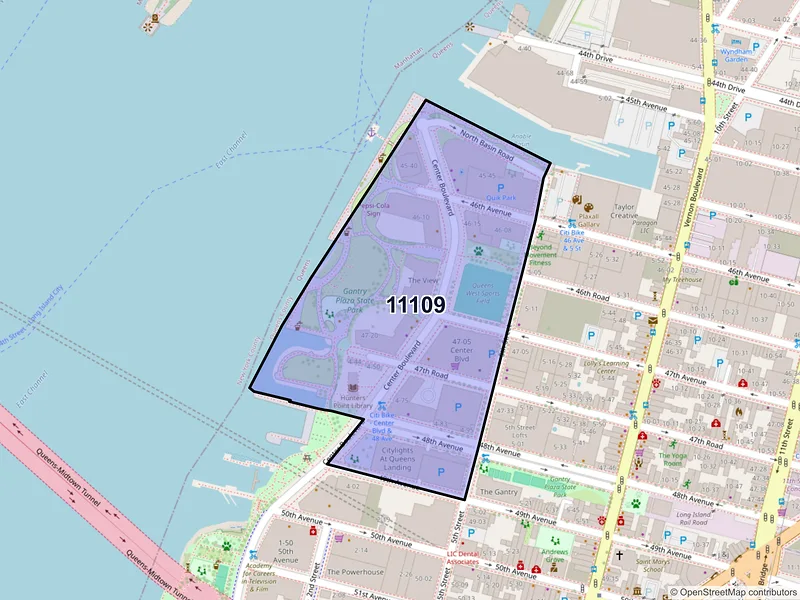 Map of ZIP Code 11109 — Long Island City, NY