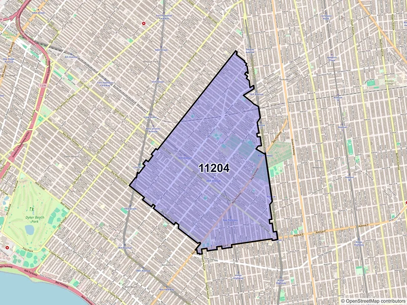 Map of ZIP Code 11204 — Brooklyn, NY