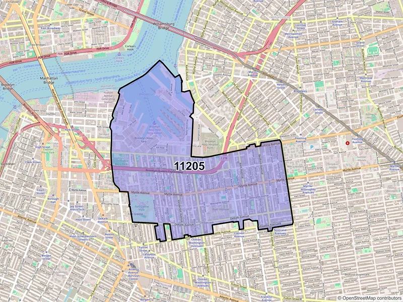 Map of ZIP Code 11205 — Brooklyn, NY