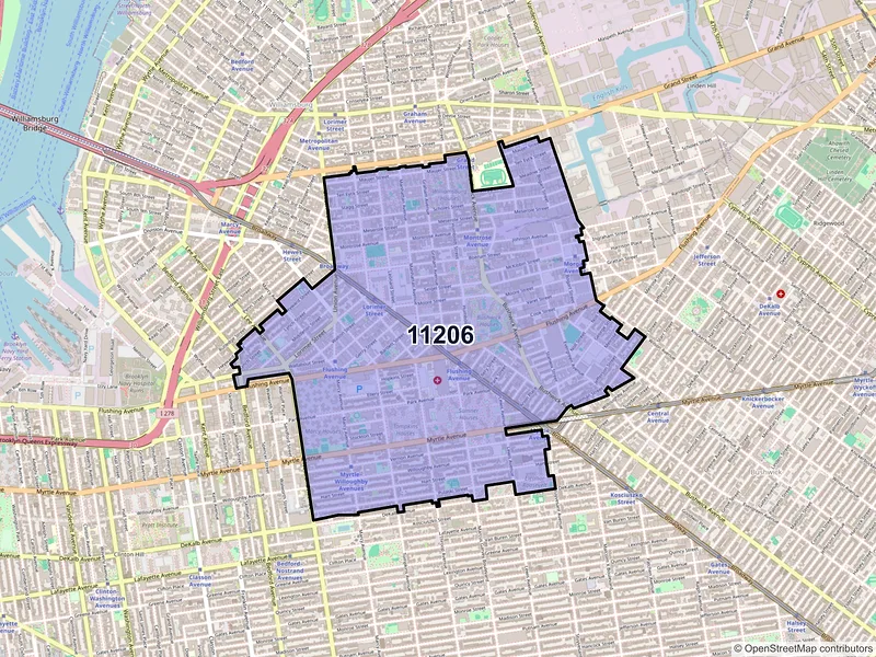 Map of ZIP Code 11206 — Brooklyn, NY