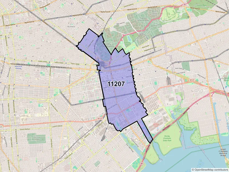 Map of ZIP Code 11207 — Brooklyn, NY