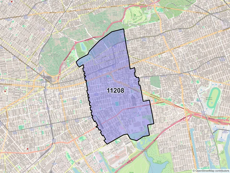 Map of ZIP Code 11208 — Brooklyn, NY