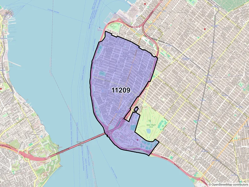 Map of ZIP Code 11209 — Brooklyn, NY