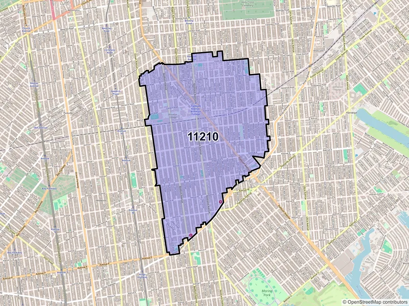Map of ZIP Code 11210 — Brooklyn, NY