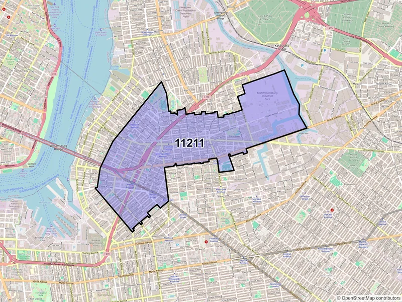 Map of ZIP Code 11211 — Brooklyn, NY