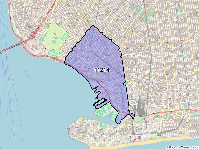 Map of ZIP Code 11214 — Brooklyn, NY