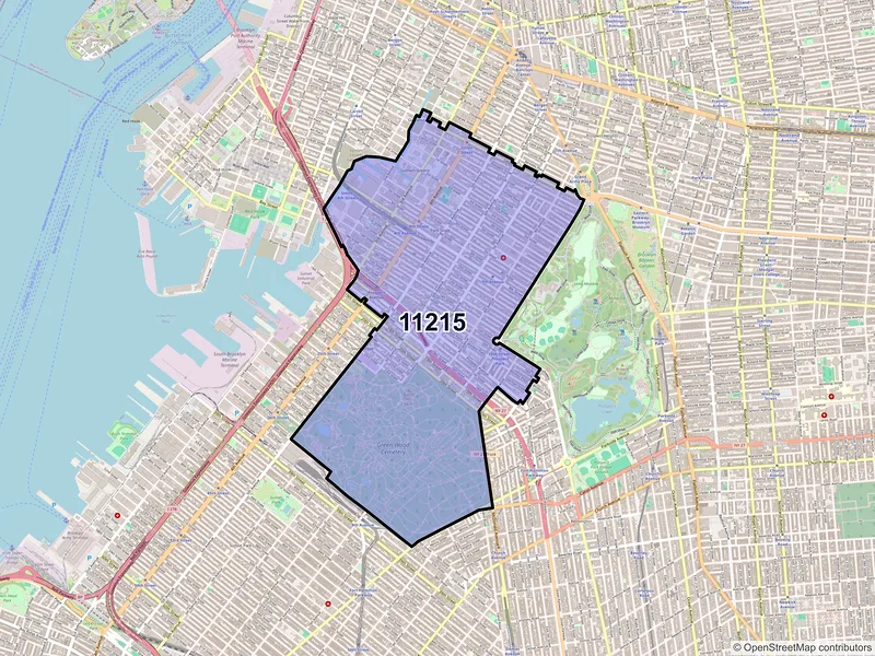 Map of ZIP Code 11215 — Brooklyn, NY