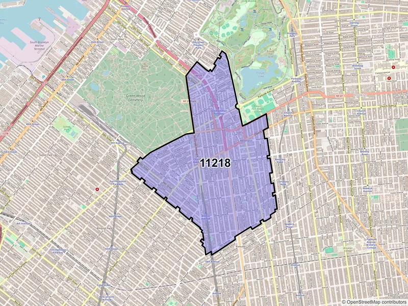Map of ZIP Code 11218 — Brooklyn, NY