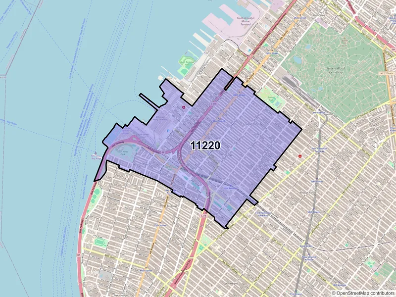 Map of ZIP Code 11220 — Brooklyn, NY