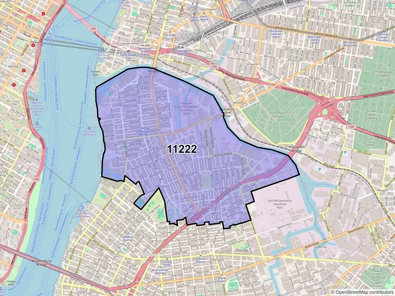 Map of ZIP Code 11222 — Brooklyn, NY