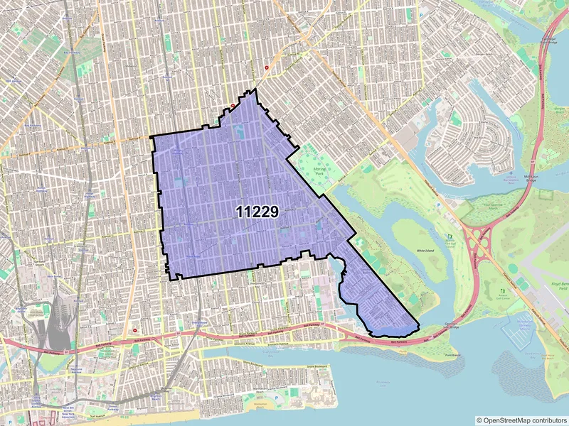 Map of ZIP Code 11229 — Brooklyn, NY