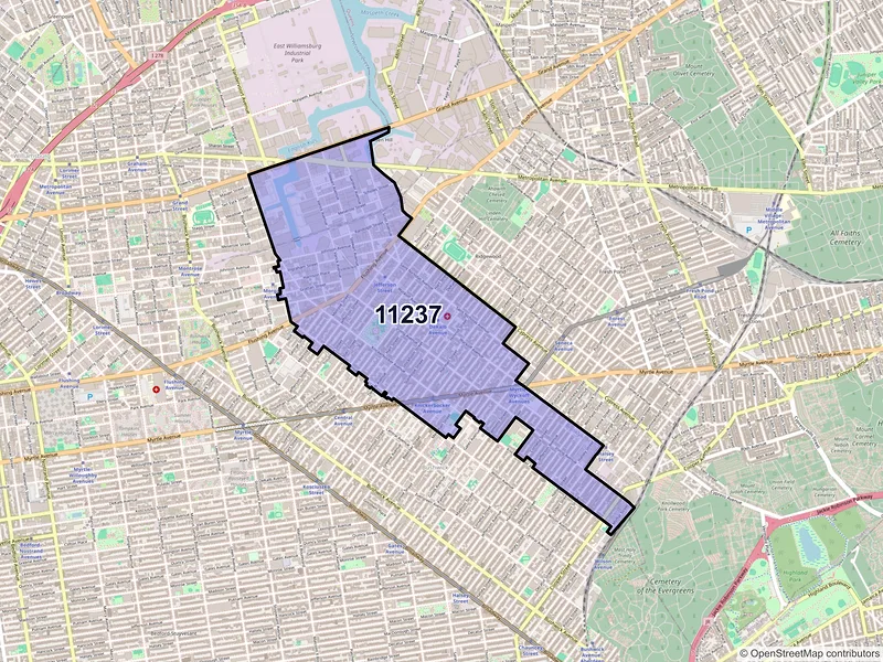 Map of ZIP Code 11237 — Brooklyn, NY