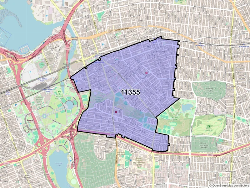 Map of ZIP Code 11355 — Flushing, NY
