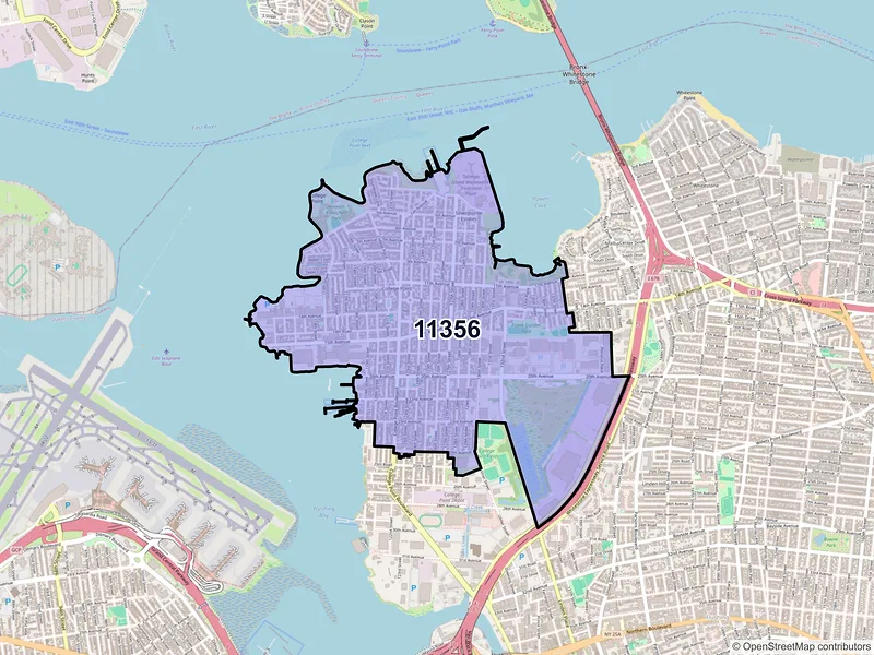 Map of College Point, New York and ZIP codes