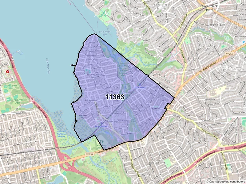 Map of ZIP Code 11363 — Little Neck, NY