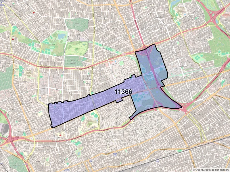 Map of ZIP Code 11366 — Fresh Meadows, NY