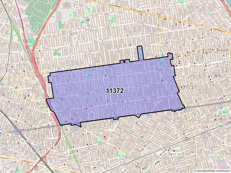 Map of ZIP Code 11372 — Jackson Heights, NY