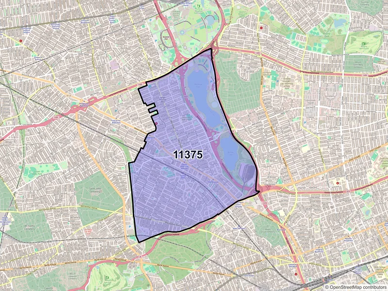 Map of Forest Hills, New York and ZIP codes