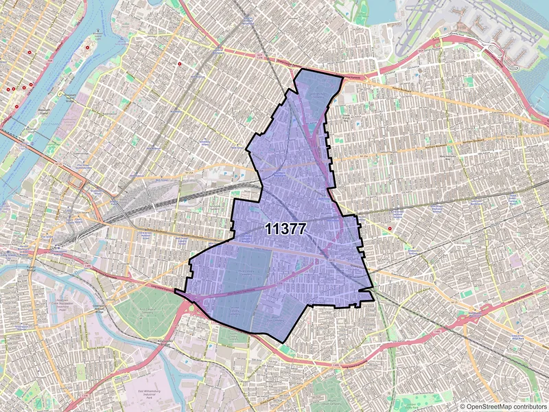 Map of ZIP Code 11377 — Woodside, NY
