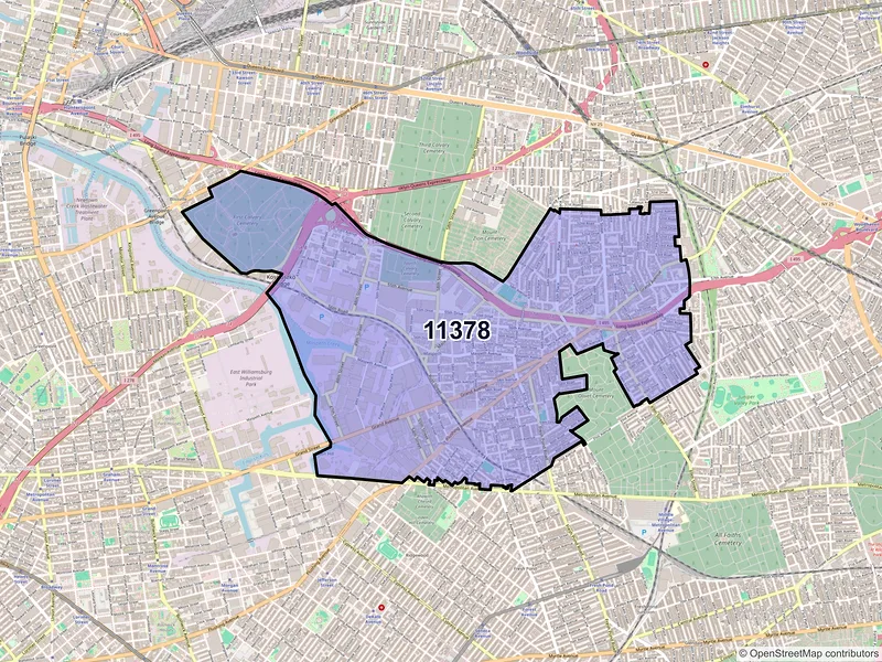 Map of ZIP Code 11378 — Maspeth, NY