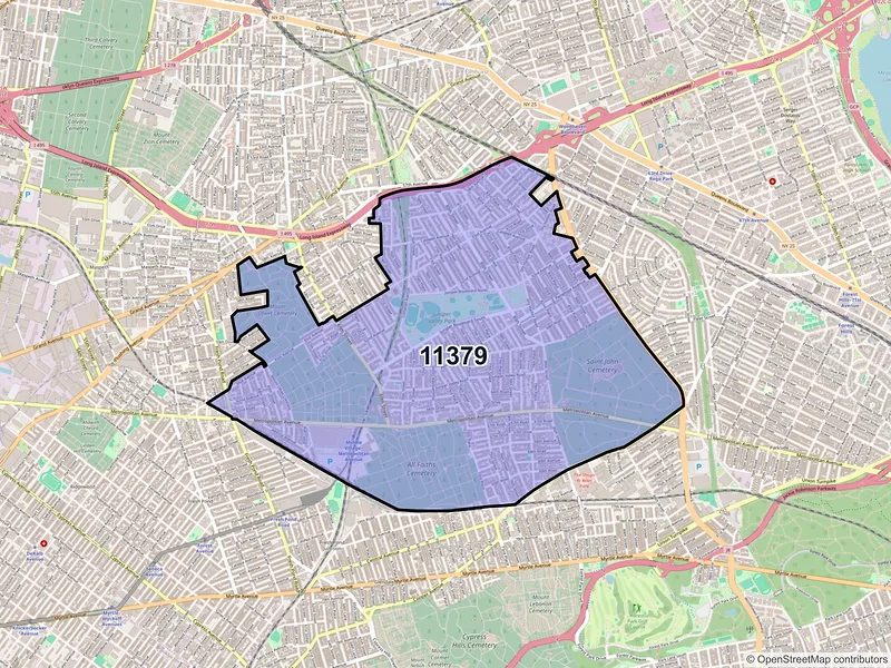 Map of ZIP Code 11379 — Middle Village, NY