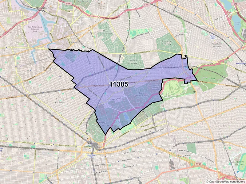 Map of ZIP Code 11385 — Ridgewood, NY