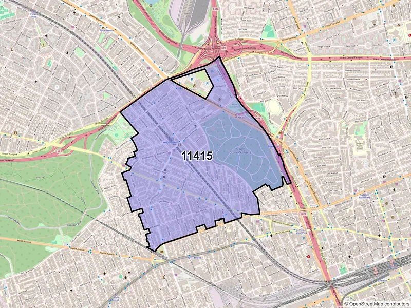 Map of ZIP Code 11415 — Kew Gardens, NY