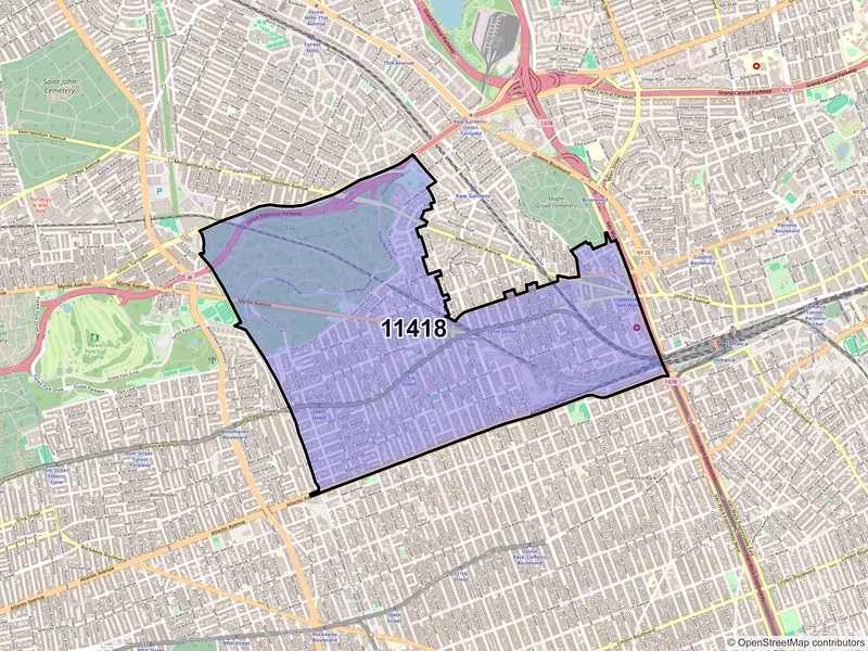 Map of Richmond Hill, New York and ZIP codes