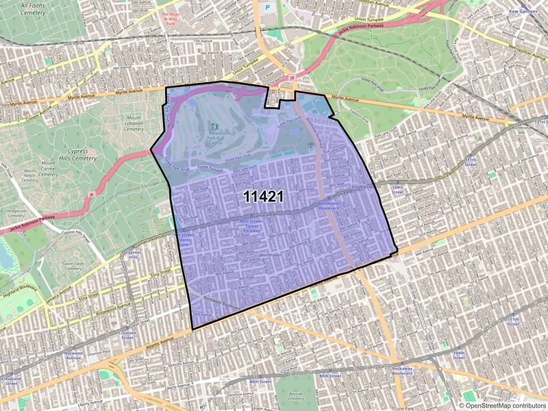 Map of ZIP Code 11421 — Woodhaven, NY