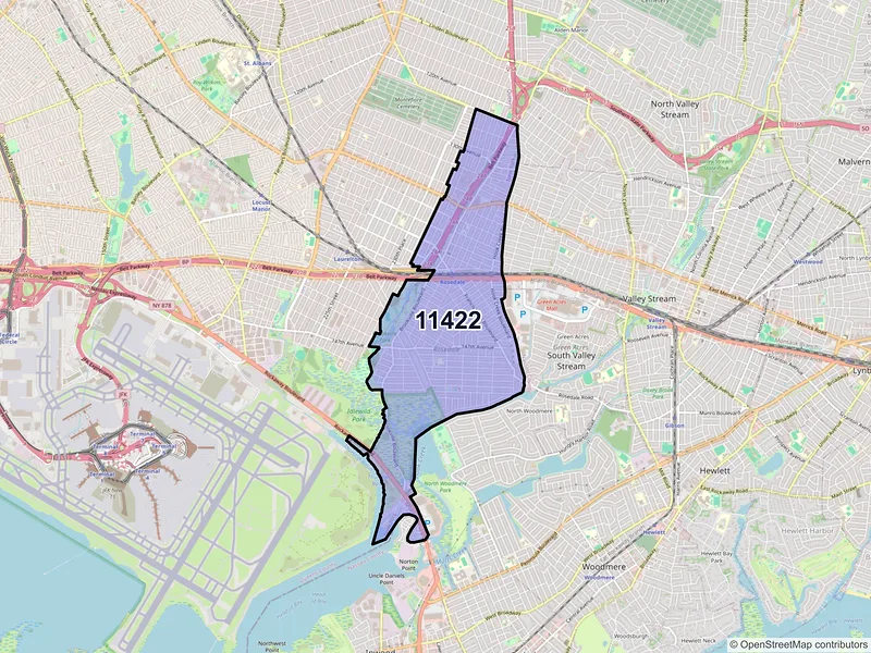 Map of Rosedale, New York and ZIP codes