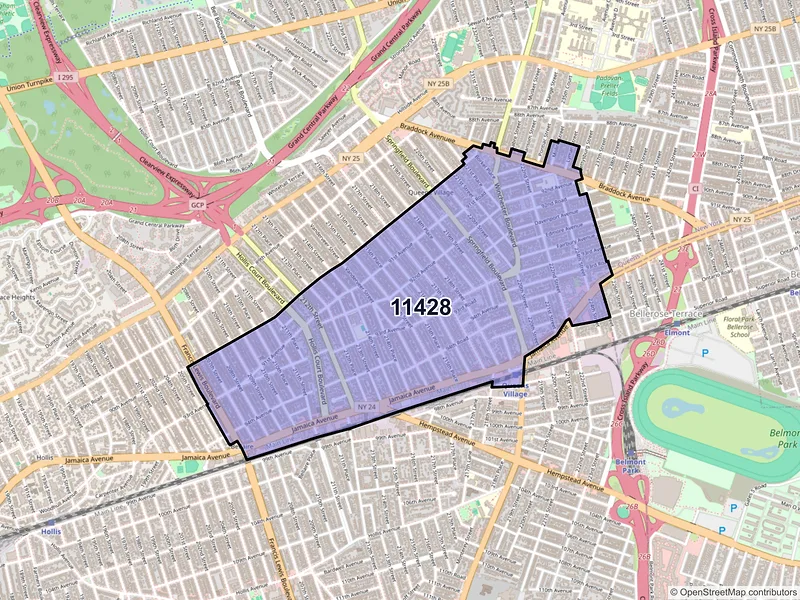 Map of ZIP Code 11428 — Queens Village, NY