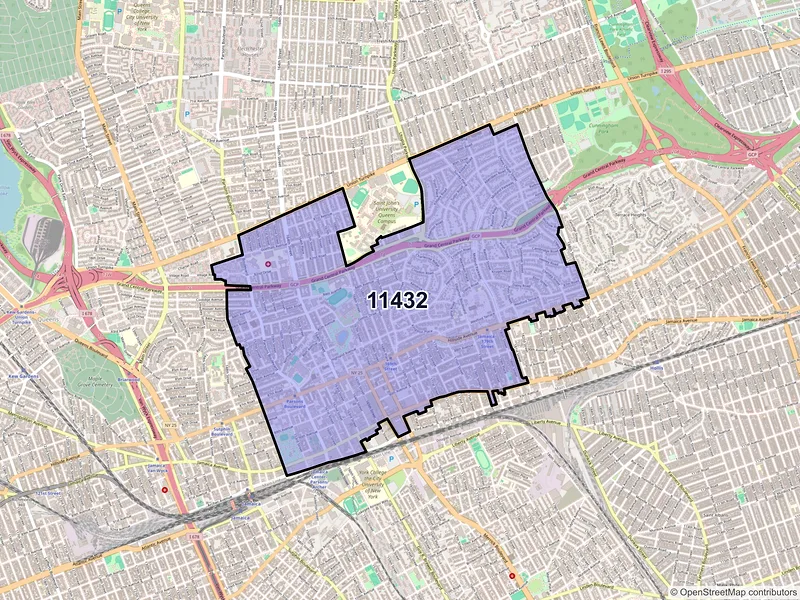 Map of ZIP Code 11432 — Jamaica, NY
