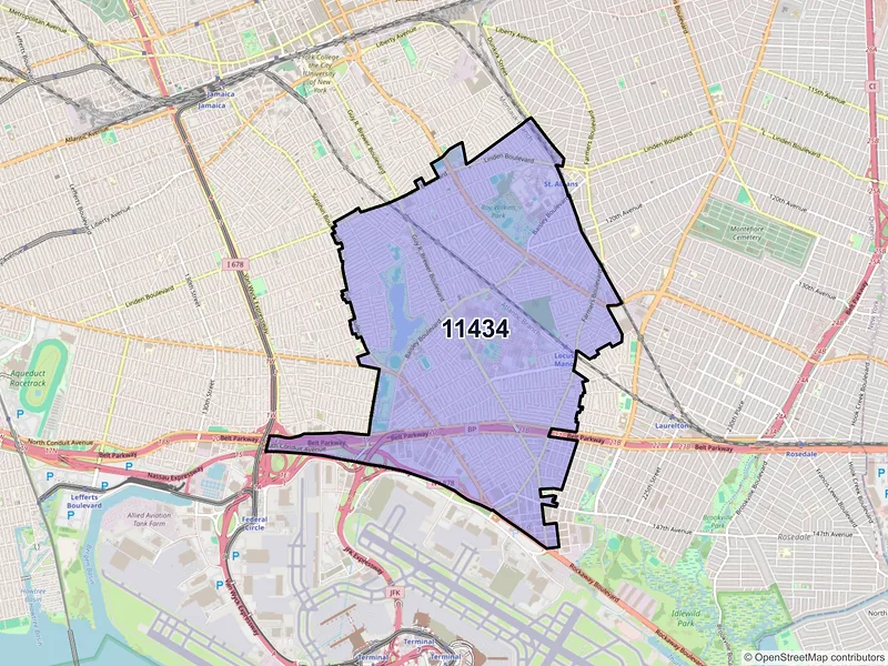Map of ZIP Code 11434 — Jamaica, NY