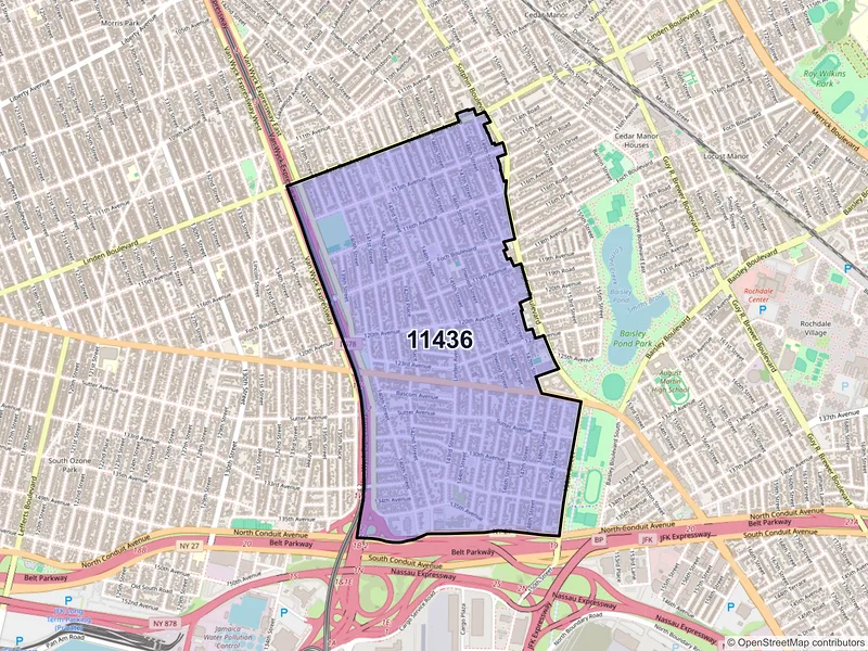 Map of ZIP Code 11436 — Jamaica, NY