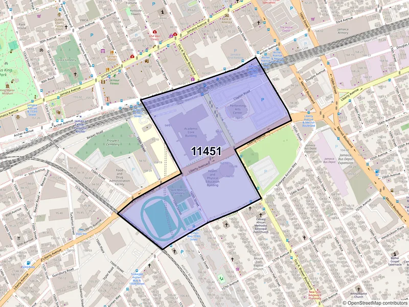 Map of ZIP Code 11451 — Jamaica, NY