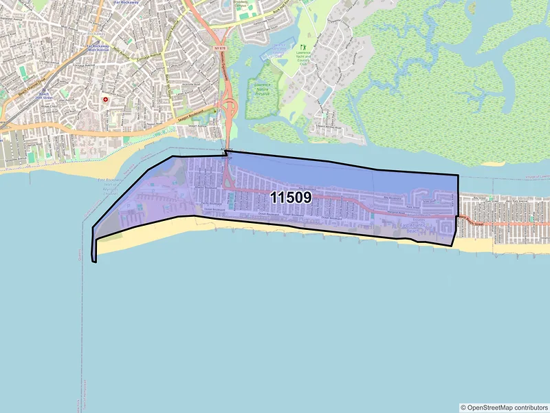 Map of ZIP Code 11509 — Atlantic Beach, NY