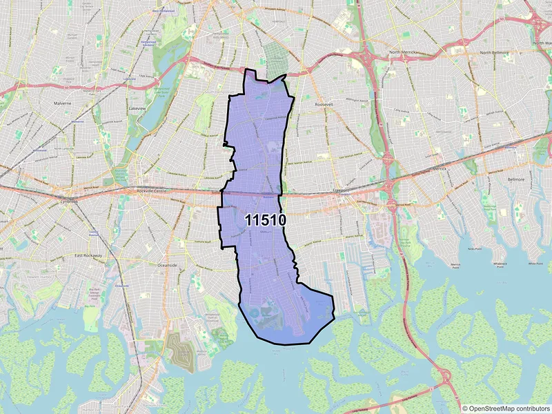 Map of ZIP Code 11510 — Baldwin, NY