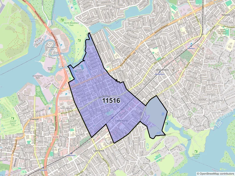 Map of ZIP Code 11516 — Cedarhurst, NY