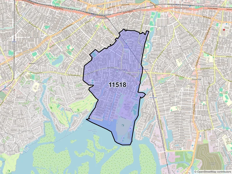 Map of East Rockaway, New York and ZIP codes