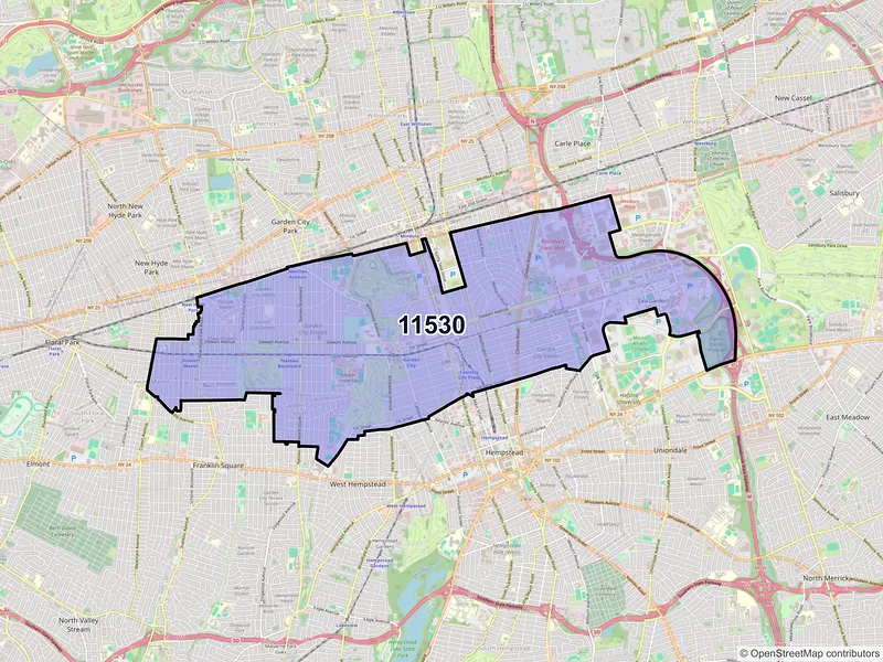 Map of ZIP Code 11530 — Garden City, NY