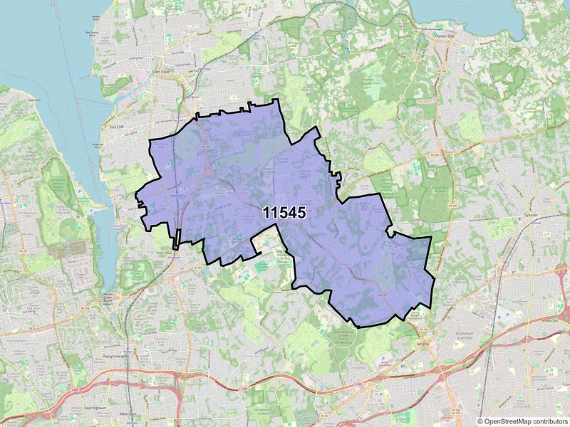 Map of Glen Head, New York and ZIP codes