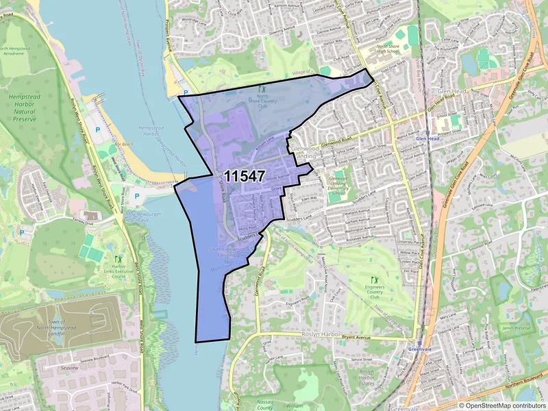 Map of Glenwood Landing, New York and ZIP codes