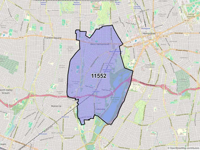 Map of ZIP Code 11552 — West Hempstead, NY
