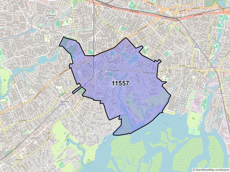 Map of Hewlett, New York and ZIP codes