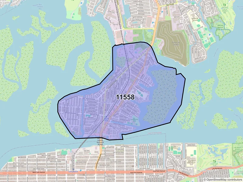 Map of ZIP Code 11558 — Island Park, NY
