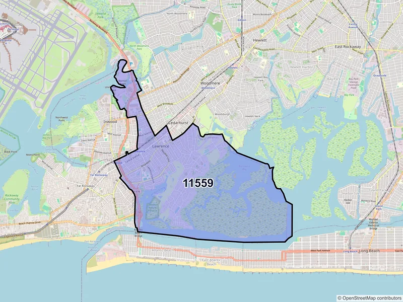 Map of ZIP Code 11559 — Lawrence, NY