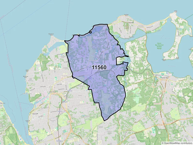 Map of ZIP Code 11560 — Locust Valley, NY